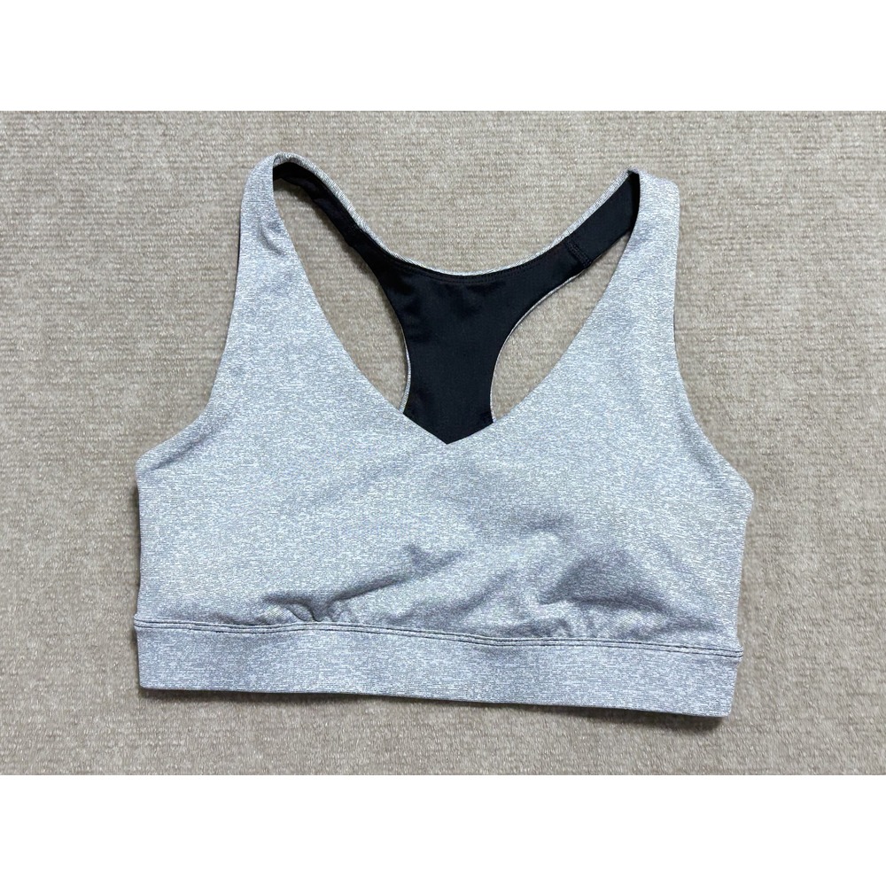 Tek‎ Gear Sports Bra Womens Medium Gray Racerback Workout Athletic Gym Training